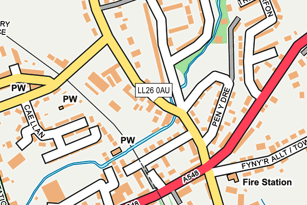 LL26 0AU map - OS OpenMap – Local (Ordnance Survey)