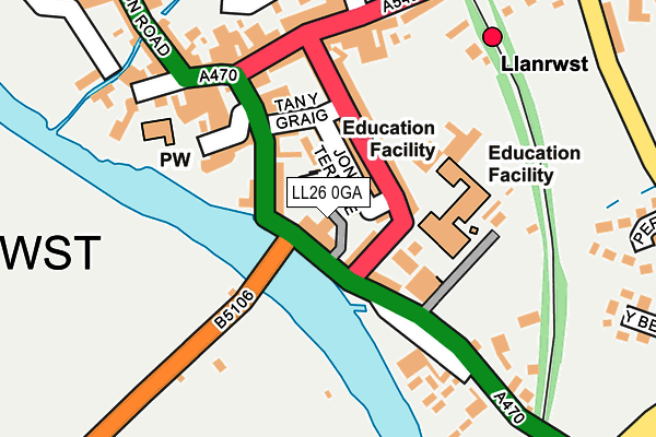 LL26 0GA map - OS OpenMap – Local (Ordnance Survey)