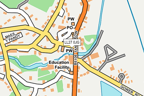 LL27 0JG map - OS OpenMap – Local (Ordnance Survey)