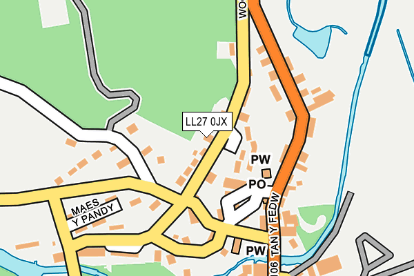 LL27 0JX map - OS OpenMap – Local (Ordnance Survey)
