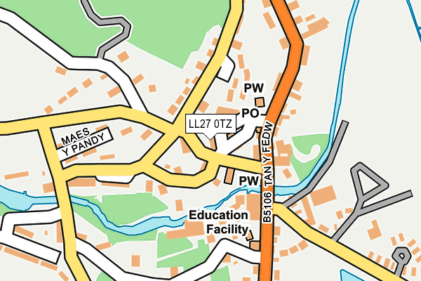 LL27 0TZ map - OS OpenMap – Local (Ordnance Survey)