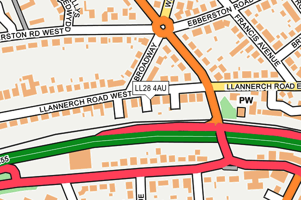 LL28 4AU map - OS OpenMap – Local (Ordnance Survey)