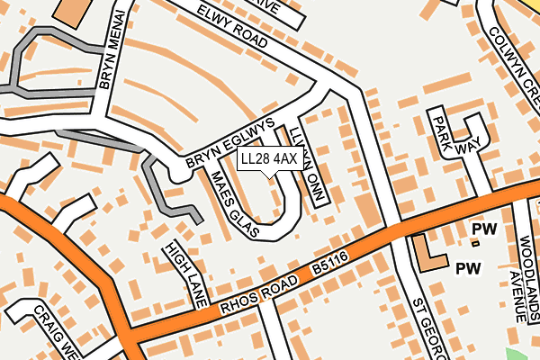 LL28 4AX map - OS OpenMap – Local (Ordnance Survey)