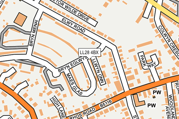 LL28 4BX map - OS OpenMap – Local (Ordnance Survey)