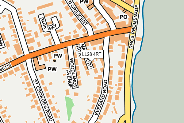 LL28 4RT map - OS OpenMap – Local (Ordnance Survey)