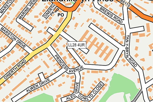 LL28 4UR map - OS OpenMap – Local (Ordnance Survey)