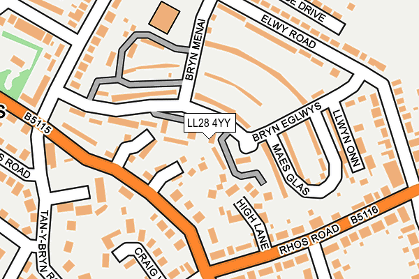 LL28 4YY map - OS OpenMap – Local (Ordnance Survey)
