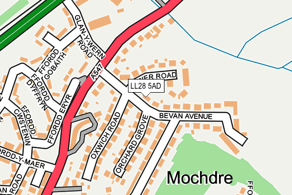 LL28 5AD map - OS OpenMap – Local (Ordnance Survey)