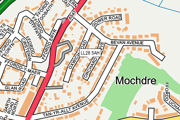 LL28 5AH map - OS OpenMap – Local (Ordnance Survey)