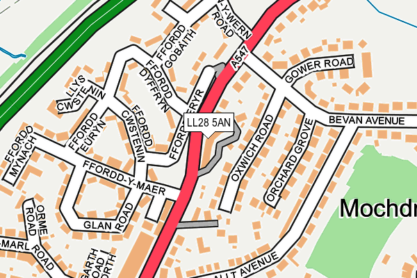LL28 5AN map - OS OpenMap – Local (Ordnance Survey)