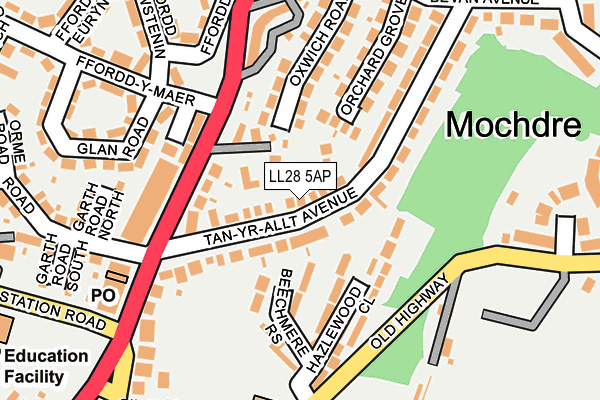 LL28 5AP map - OS OpenMap – Local (Ordnance Survey)