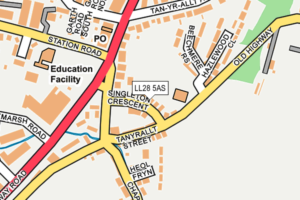 LL28 5AS map - OS OpenMap – Local (Ordnance Survey)