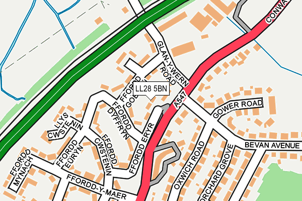 LL28 5BN map - OS OpenMap – Local (Ordnance Survey)