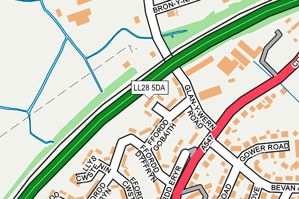 LL28 5DA map - OS OpenMap – Local (Ordnance Survey)