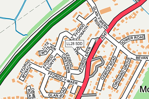 LL28 5DD map - OS OpenMap – Local (Ordnance Survey)