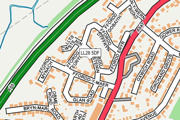 LL28 5DF map - OS OpenMap – Local (Ordnance Survey)