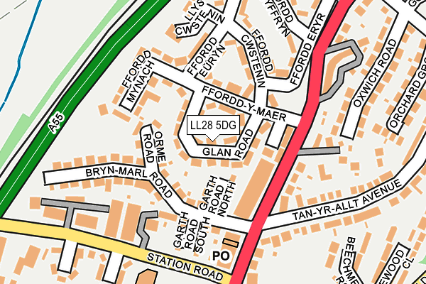 LL28 5DG map - OS OpenMap – Local (Ordnance Survey)