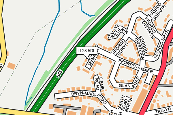 LL28 5DL map - OS OpenMap – Local (Ordnance Survey)