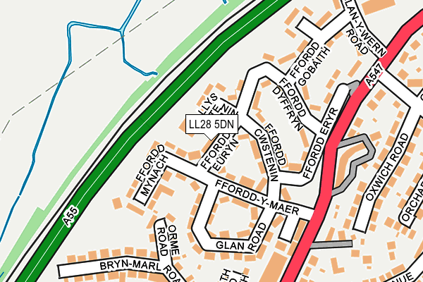 LL28 5DN map - OS OpenMap – Local (Ordnance Survey)