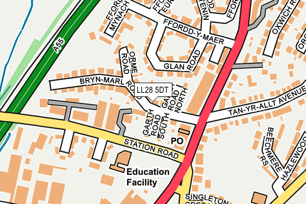 LL28 5DT map - OS OpenMap – Local (Ordnance Survey)