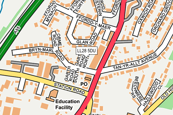 LL28 5DU map - OS OpenMap – Local (Ordnance Survey)