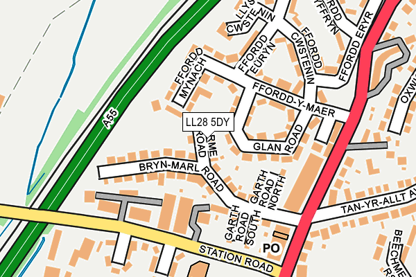 LL28 5DY map - OS OpenMap – Local (Ordnance Survey)