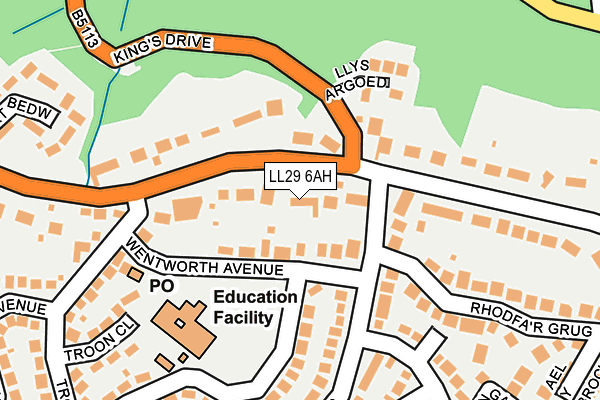 LL29 6AH map - OS OpenMap – Local (Ordnance Survey)