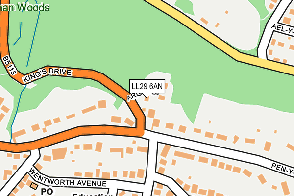 LL29 6AN map - OS OpenMap – Local (Ordnance Survey)
