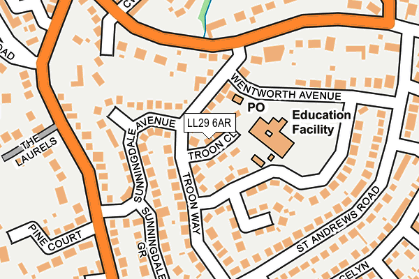 LL29 6AR map - OS OpenMap – Local (Ordnance Survey)