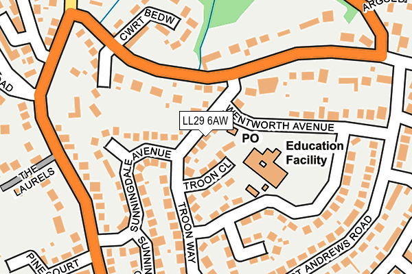 LL29 6AW map - OS OpenMap – Local (Ordnance Survey)