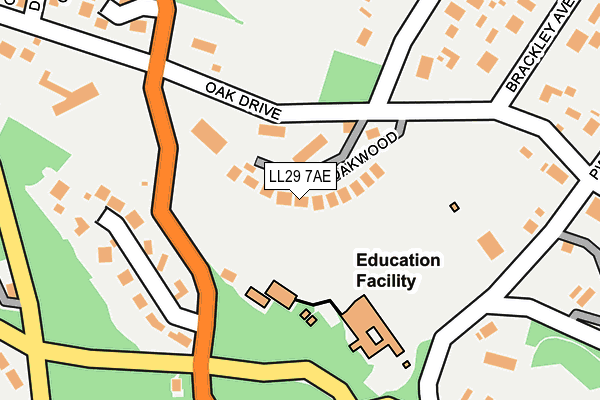 LL29 7AE map - OS OpenMap – Local (Ordnance Survey)