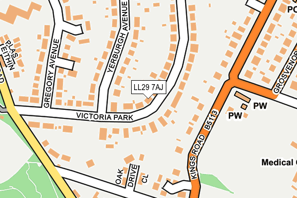 LL29 7AJ map - OS OpenMap – Local (Ordnance Survey)