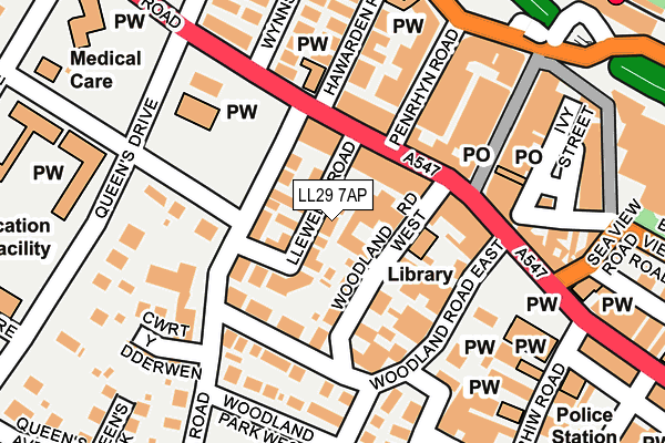 LL29 7AP map - OS OpenMap – Local (Ordnance Survey)