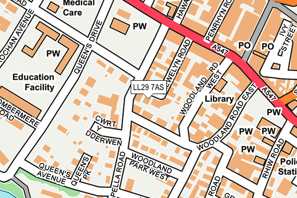 LL29 7AS map - OS OpenMap – Local (Ordnance Survey)