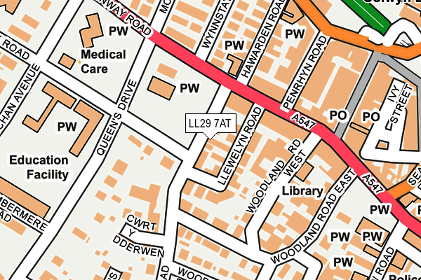 LL29 7AT map - OS OpenMap – Local (Ordnance Survey)