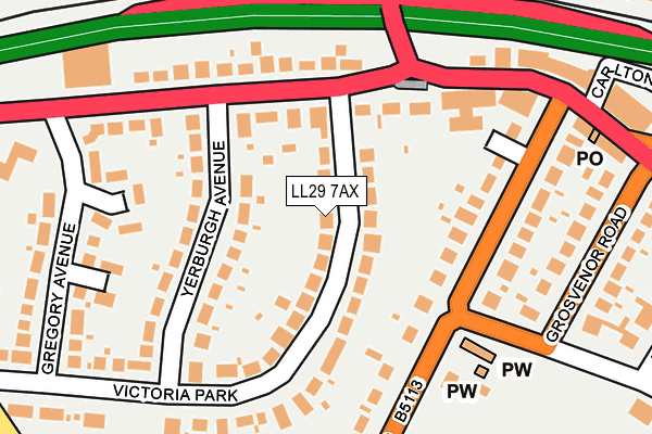 LL29 7AX map - OS OpenMap – Local (Ordnance Survey)