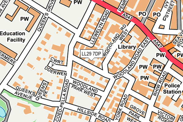 LL29 7DP map - OS OpenMap – Local (Ordnance Survey)