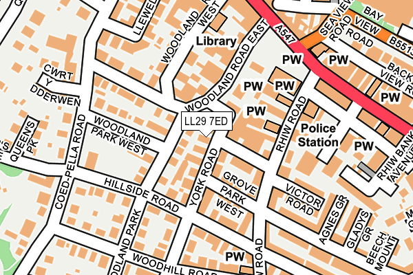 LL29 7ED map - OS OpenMap – Local (Ordnance Survey)
