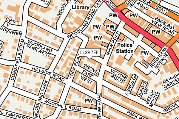LL29 7EF map - OS OpenMap – Local (Ordnance Survey)