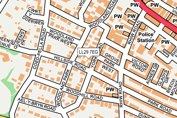 LL29 7EG map - OS OpenMap – Local (Ordnance Survey)