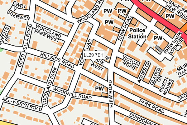 LL29 7EH map - OS OpenMap – Local (Ordnance Survey)