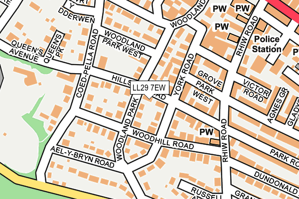 LL29 7EW map - OS OpenMap – Local (Ordnance Survey)