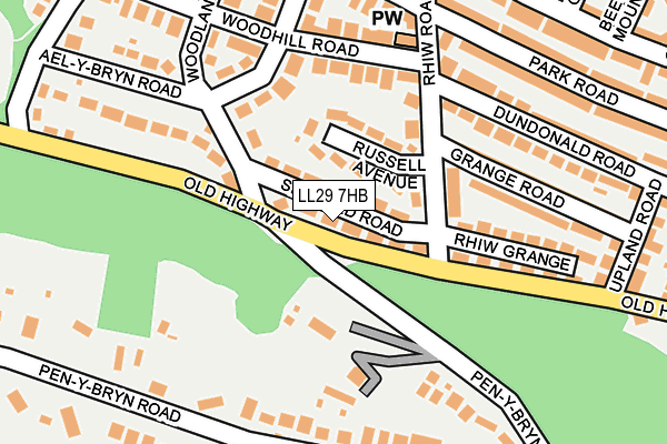 LL29 7HB map - OS OpenMap – Local (Ordnance Survey)