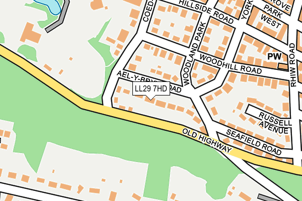 LL29 7HD map - OS OpenMap – Local (Ordnance Survey)