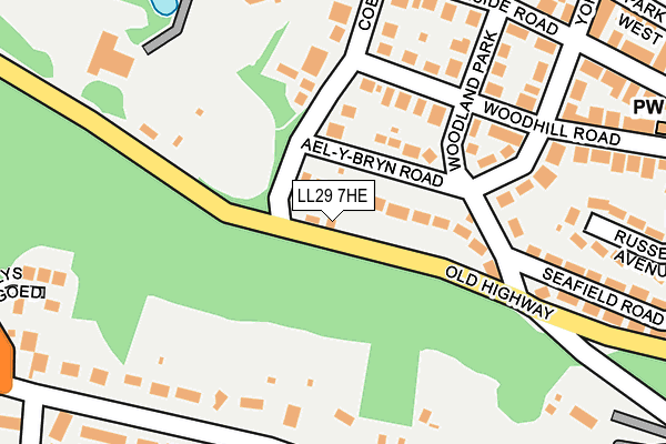 LL29 7HE map - OS OpenMap – Local (Ordnance Survey)