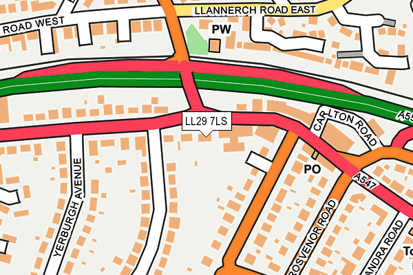 LL29 7LS map - OS OpenMap – Local (Ordnance Survey)