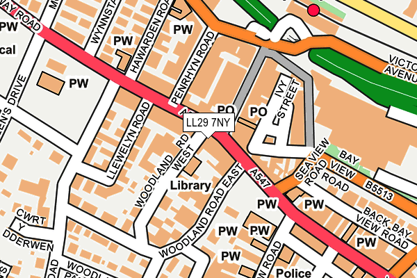 LL29 7NY map - OS OpenMap – Local (Ordnance Survey)