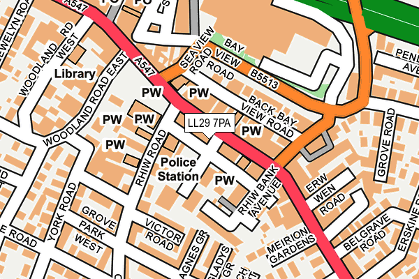 LL29 7PA map - OS OpenMap – Local (Ordnance Survey)