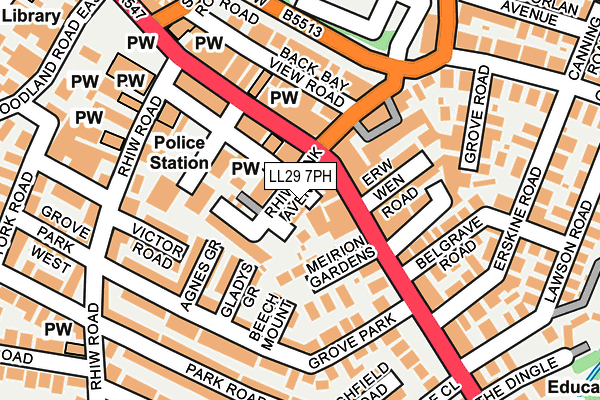 LL29 7PH map - OS OpenMap – Local (Ordnance Survey)