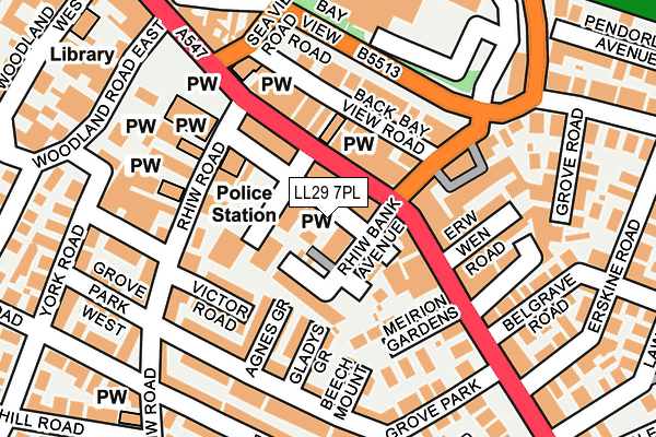 LL29 7PL map - OS OpenMap – Local (Ordnance Survey)